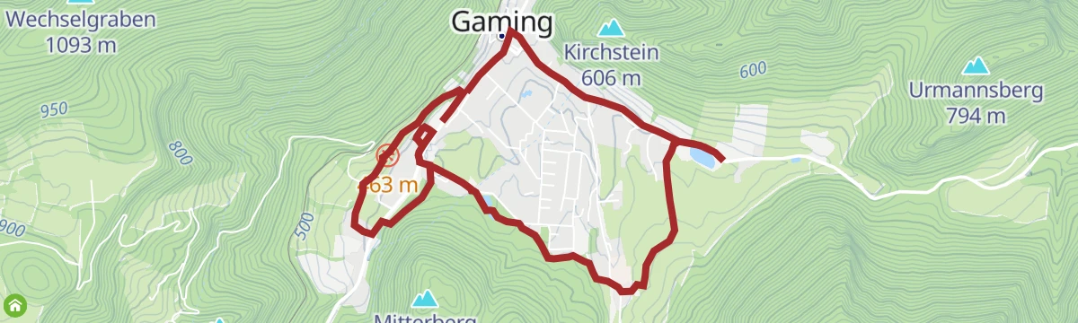 Route map: GeBIERgsweg-Dorfrundweg Gaming (Krügerl-Runde)